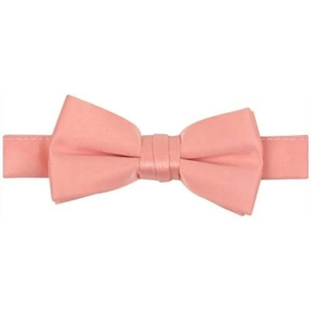 HOLD'EM Bow Tie Boys and Baby Satin Solid Color Adjustable Pre-tied - Peach